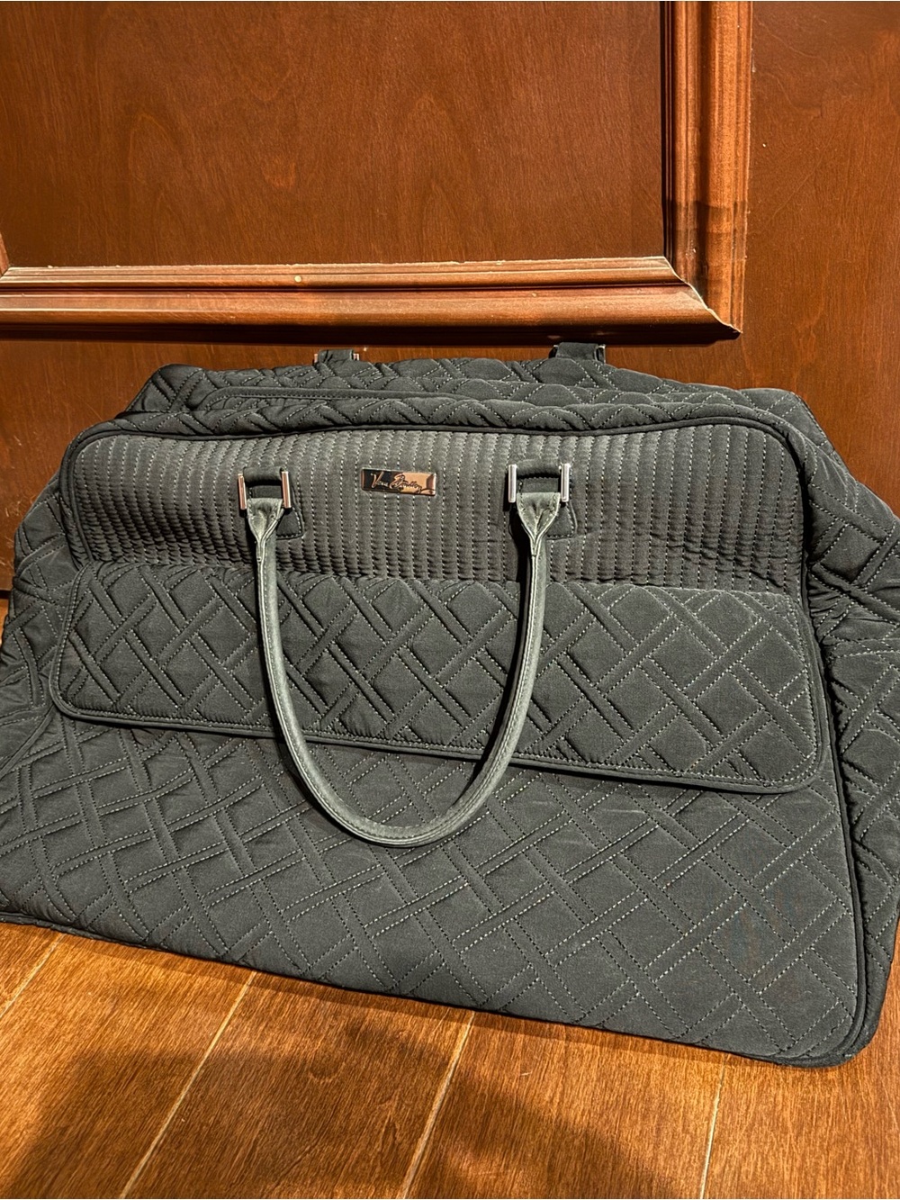 Vera Bradley Black Quilted Travel Duffel with Front Pocket